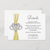 Gele Lint Infinity Hart Bruiloft Details Informatiekaartje (Voorkant / Achterkant)