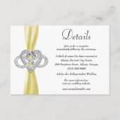 Gele Lint Infinity Hart Bruiloft Details Informatiekaartje (Voorkant)