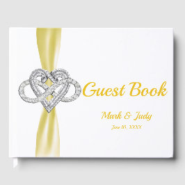 Gele lint Infinity Heart Wedding Guestbook Gastenboek