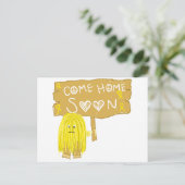 Gele lint komt snel naar huis briefkaart (Staand voorkant)