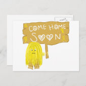 Gele lint komt snel naar huis briefkaart (Voorkant / Achterkant)