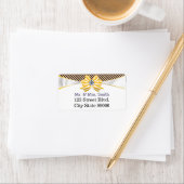 Gele lint met Damastpatroon variatie Etiket (Insitu)