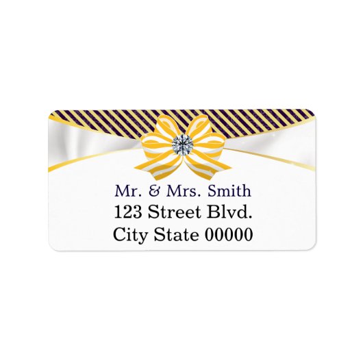 Gele lint met Damastpatroon variatie Etiket (Voorkant)