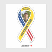 Gele Lint Vlag Militaire Aangepaste Foto & Naam Sticker (Vel)