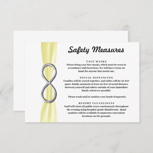 Gele Lint Zilveren Oneindigheid Veiligheidsmaatreg Informatiekaartje (Voorkant / Achterkant)