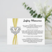 Gele lint zilveren zwanen veiligheidsmaatregelen informatiekaartje (Staand voorkant)