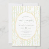 Gele linten & strepen Baby shower Invi Kaart (Voorkant)