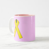 Gele lintproducten en kleding tweekleurige koffiemok (Voorkant links)