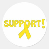 Gele lintsteun! ronde sticker (Voorkant)