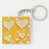 Gele  lithografie #2 Digitale kunst Sleutelhanger (Achterkant)