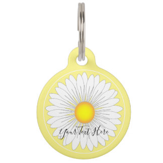 Gele  Little Daisy Round Huisdierpenning