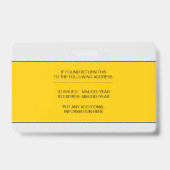 Gele logo barcode fototemplate voor werknemers badge (Achterkant)