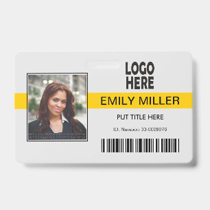 Gele logo barcode fototemplate voor werknemers badge