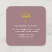 Gele Lotus Aquarel Yoga Massage Therapeut Vierkante Visitekaartje (Achterkant)