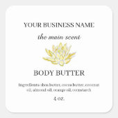 Gele lotus body boter cosmetica sticker label (Voorkant)