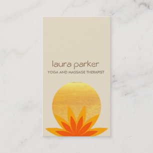 Gele Lotus Flower Logo Yoga Healing Health Visitekaartje