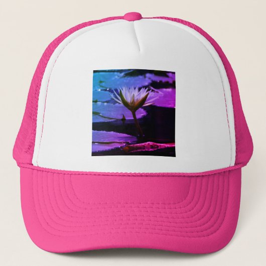 Gele Lotus Waterlelie Hoed Trucker Pet (Voorkant)