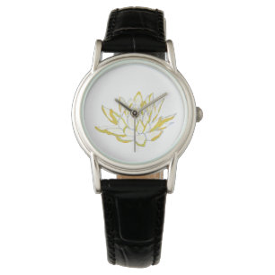 Gele lotusbloem Boho-accessoires voor vrouwen Horloge