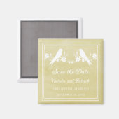 Gele Lovebird Floral sparen de Datum Magnet (Voorkant / Achterkant)