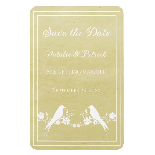 Gele Lovebird Floral sparen de Datum Magnet Magneet (Verticaal)