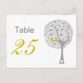 Gele Lovebirds Whimsical Bruiloft tafel nummers Briefkaart (Voorkant)