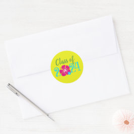 Gele Luau Tropische Afstudeer Ronde Stickers