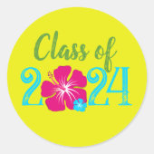 Gele Luau Tropische Afstudeerronde Stickers (Voorkant)