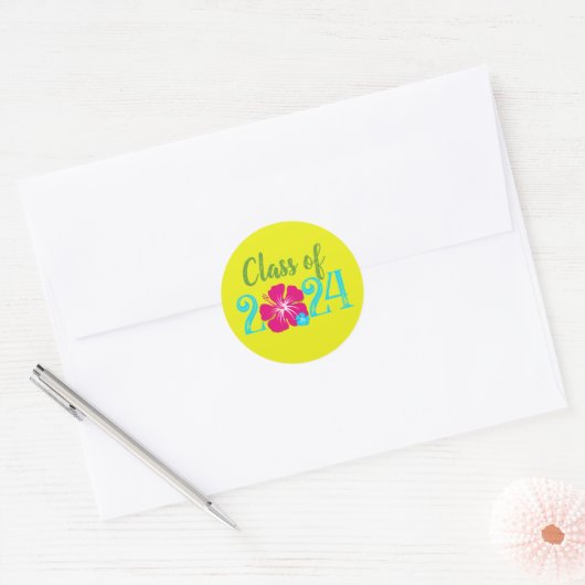 Gele Luau Tropische Afstudeerronde Stickers (Envelop)