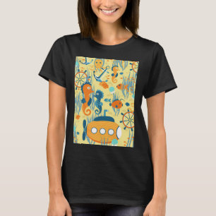 Gele luchtschip op een gele achtergrond t-shirt