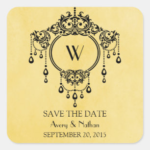 Gele  Luhandelier Opslaan van de Sticker Datum