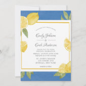 Gele luiers en blauwe Waterverf bruiloft Kaart (Voorkant)