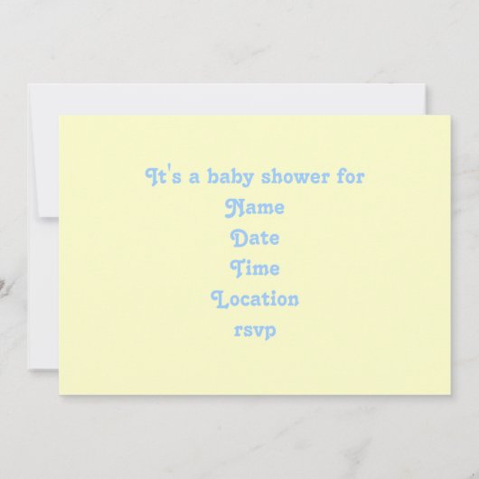Gele luierspelduitnodiging kaart (Achterkant)