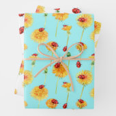 Gele luiken en rode luibugs inpakpapier vel (In situ)