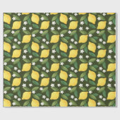 Gele luiken, groene bladeren en witte bloemen cadeaupapier (Vlak)