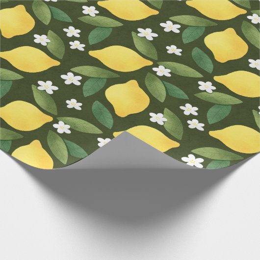 Gele luiken, groene bladeren en witte bloemen cadeaupapier (Hoek)