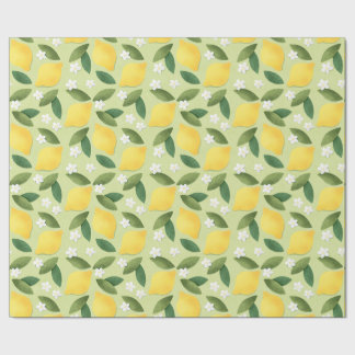 Gele luiken, groene bladeren en witte bloemen cadeaupapier
