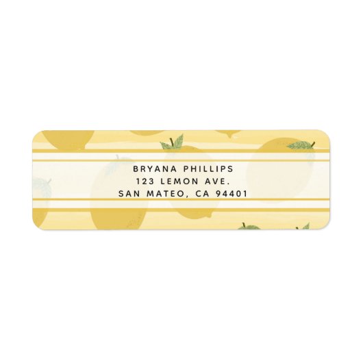 Gele luiken Waterverf van zomervruchten Stripe Fav Etiket (Voorkant)