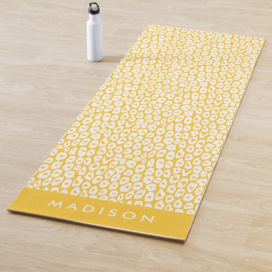 Gele luipaard afdrukken op maat yogamat (In situ)