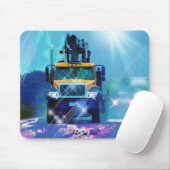 Gele Lumber Truck in Rain Art Mousepad Muismat (Met muis)