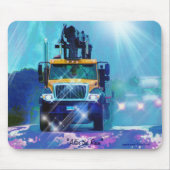 Gele Lumber Truck in Rain Art Mousepad Muismat (Voorkant)