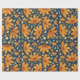 Gele Luxe Bloemen Cadeaupapier