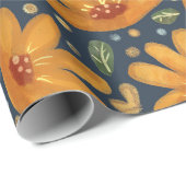 Gele Luxe Bloemen Cadeaupapier (Rol Hoek)