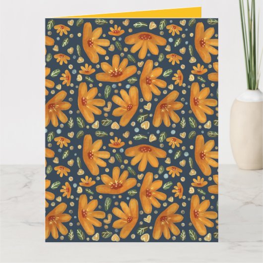 Gele Luxe Bloemen Kaart (Voorkant)