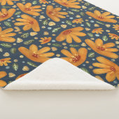 Gele Luxe Bloemen Sherpa Deken (3/4)