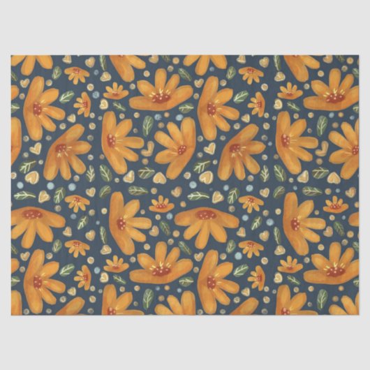 Gele Luxe Bloemen Tissuepapier (Voorkant)