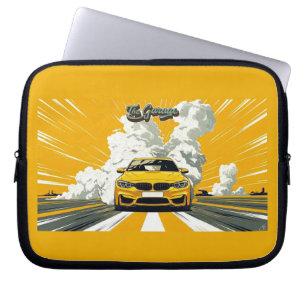 Gele M4 Duitse sportauto driftende laptophoes Laptop Sleeve