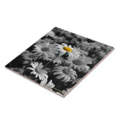 Gele maaltijd in een zee zwarte en witte maissoort tegeltje (Zijkant)