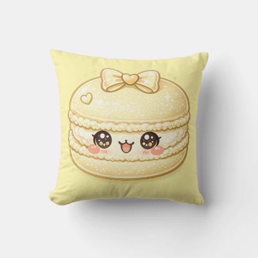 Gele Macaron Zoete Kawaii Kussen Kussenhoes (Voorkant)