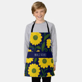 Gele madeliefjes blauwe achtergrond bloemmotief schort (Gedragen)