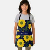 Gele madeliefjes blauwe achtergrond bloemmotief schort (Insitu)